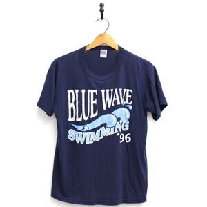 Vintage Blue Wave Swimming T Shirt Medium